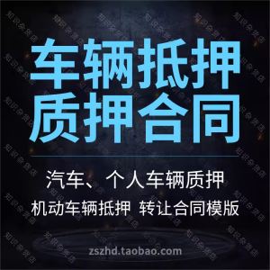 民间个人车辆机动车辆抵押质押借款担保保证合同协议书范本模板