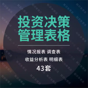 企业公司投资方案决策财政收益分析明细管理表格报表excel模板