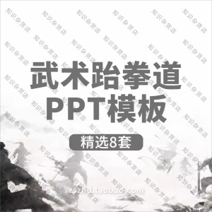 中华武术文化跆拳道介绍招生PPT模板中国水墨传统风格古典武侠ppt