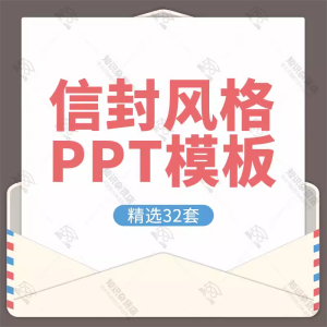 信笺信纸信封风格PPT模板英伦风教育邀请函工作报告总结计划