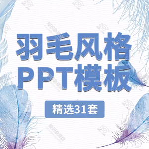 小清新文艺简约风羽毛风格PPT模板商务工作述职汇报活动策划ppt