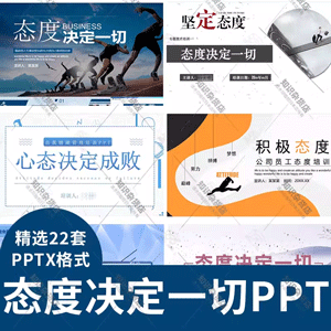 公司员工心态培训PPT模板企业文化态度决定一切成败主题班会动态