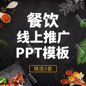 美食餐饮业线上推广宣传培PPT模板互联网餐馆线上互联网电商外卖