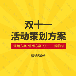 双十一活动策划方案案例营销促销广告推广策略购物节电商网店